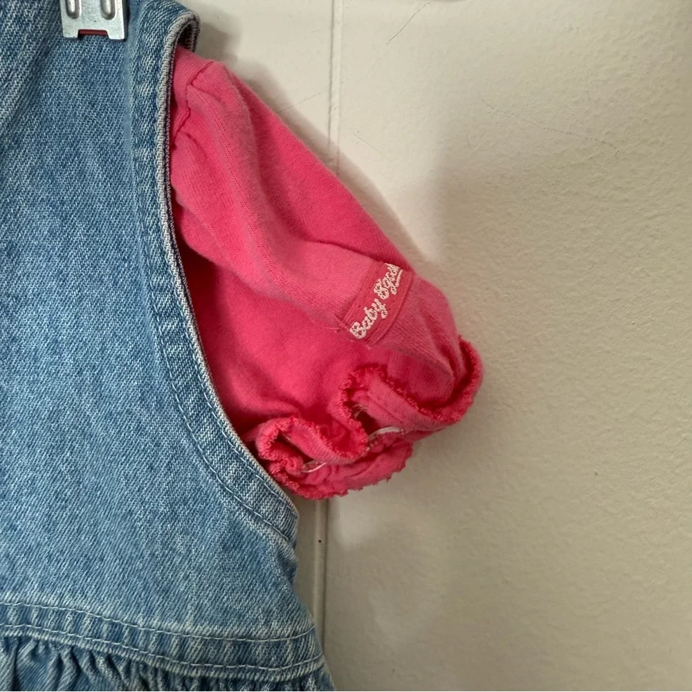 Vintage Oshkosh B’Gosh Baby‎ Girls Button Up Denim Dress & Pink Top 24 Months